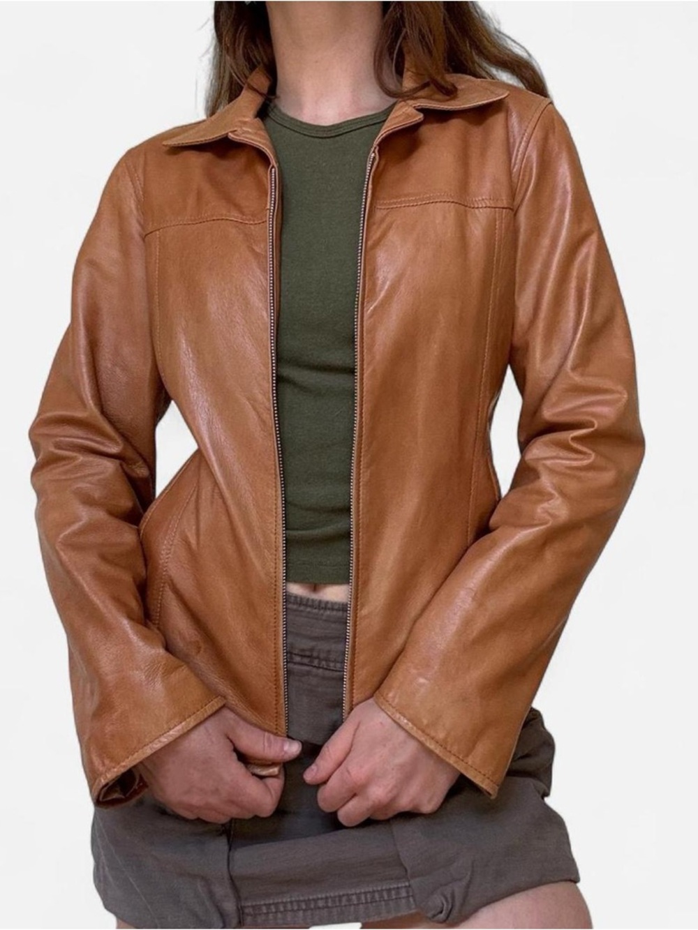 Freeman vintage chestnut brown buttery soft leather jacket